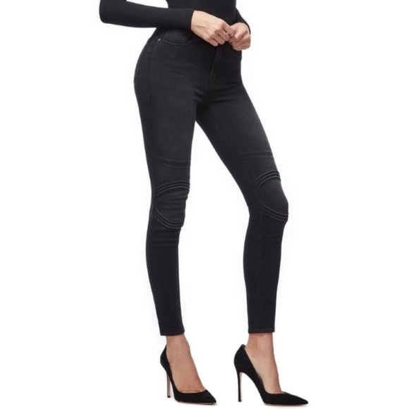 New! Good American Good Waist Moto jeans high waisted black. - Picture 3 of 16